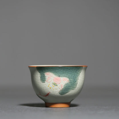 Hand Painted Ice Crack Tea Cup Chinese Underglaze Porcelain Tea Cup