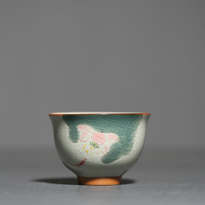 Hand Painted Ice Crack Tea Cup Chinese Underglaze Porcelain Tea Cup