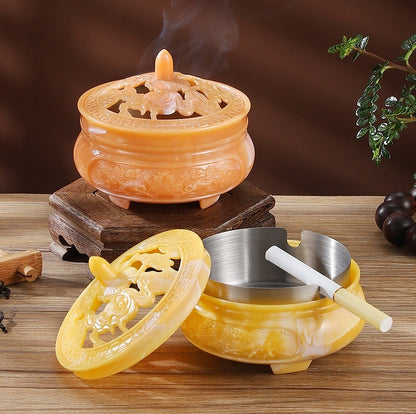 Creative Retro Incense Burner Ashtray Decoration With Lid