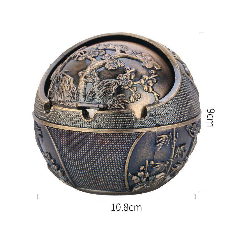 Creative Zinc Alloy Spherical Ashtray With Lid