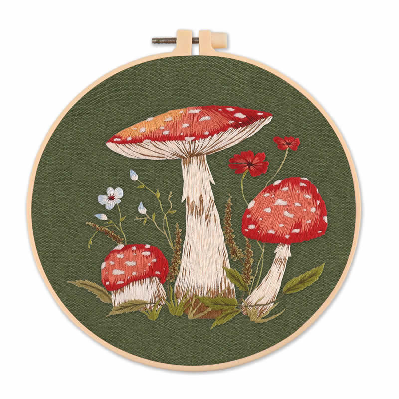 Mushroom Embroidery Handmade Material Package Novice Embroidery Diy Kit