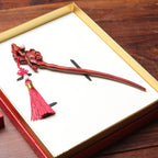 Rosewood Comb & Hairpin Set Peach Blossom Birthday Gift for Her-5
