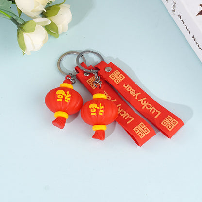 Creative Festive Chinese New Year Red Lantern Keychain