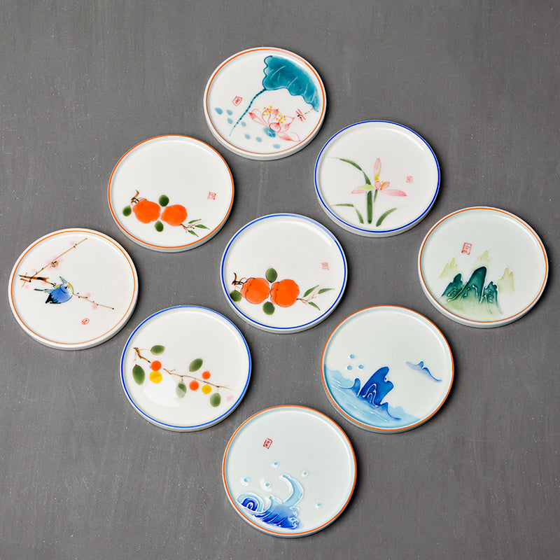 Hand-painted ceramic Chinese style handmade coasters