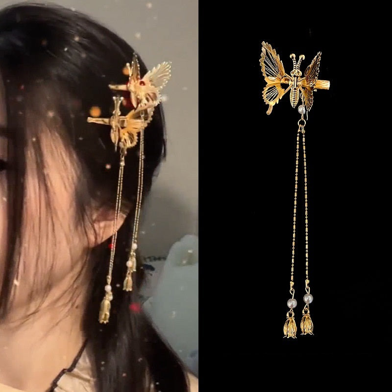 Moving Butterfly Hairpin Smart Antique Tassel Gold Hairpin