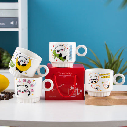 Creative Ceramic Coffee Cup Couple Cartoon Mug-3