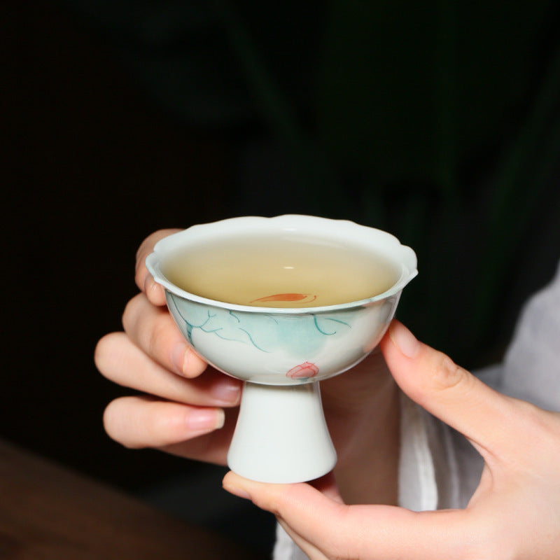 Hand-painted Lotus Cup Underglaze Ceramic Teacup Gift Box-3