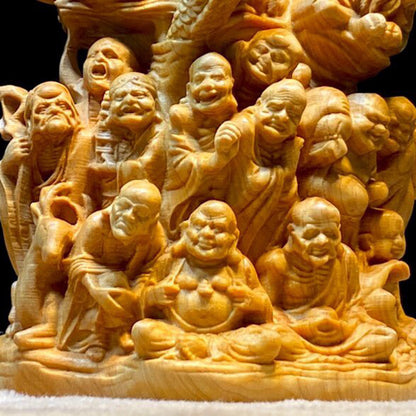 Thuja Wood Carving 18 Eighteen Arhat Buddha Statues