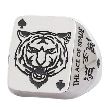 Spade Silver Ring Tiger Year Chinese Zodiac Tiger Trendy