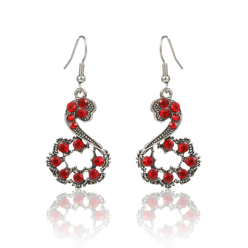 Chinese Style Vintage Drop Earrings With Diamonds