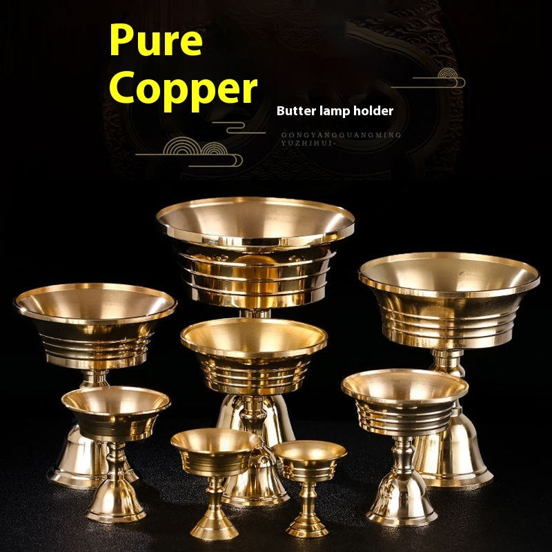 Pure Copper Butter Lamp Holder For Buddha Worship