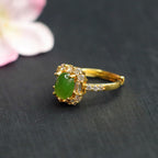 Spinach Green Ring Russian Material Jasper Square Ring Jewelry Jade Jade Ring Jewelry Jewelry Female
