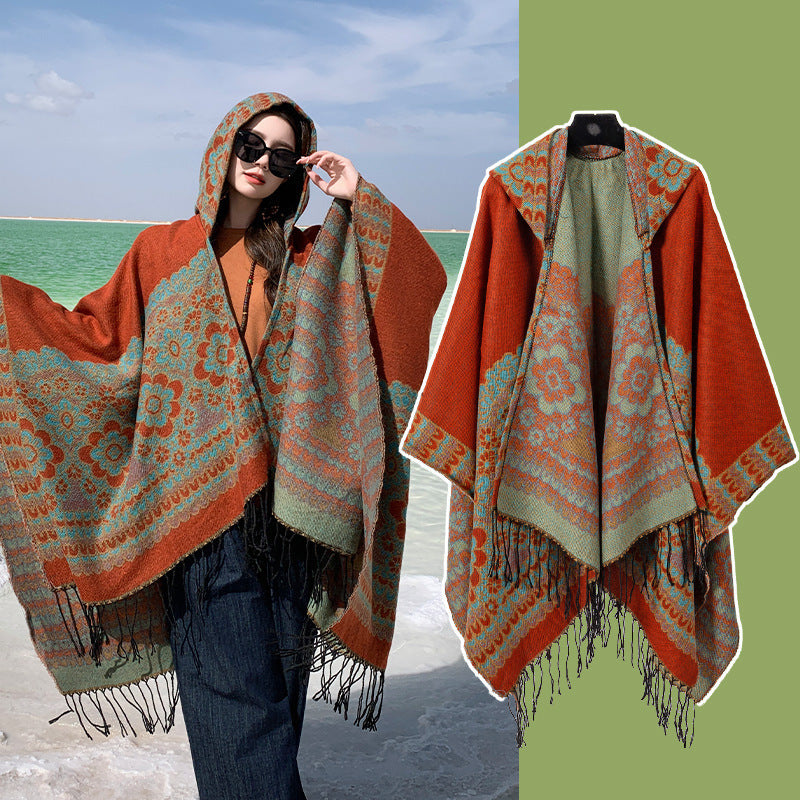 Ethnic Style Desert Seaside Photograph Cloak Autumn And Winter Artificial Cashmere Scarf