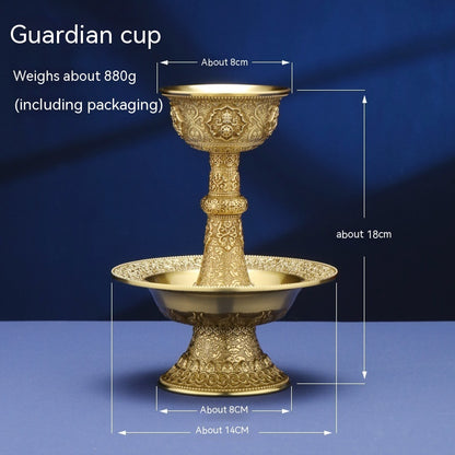 Tibetan Style Protector Deities Cup Eight Auspicious Symbols Carved Tribute Cup Brazen Buddha Front Supply Ornaments