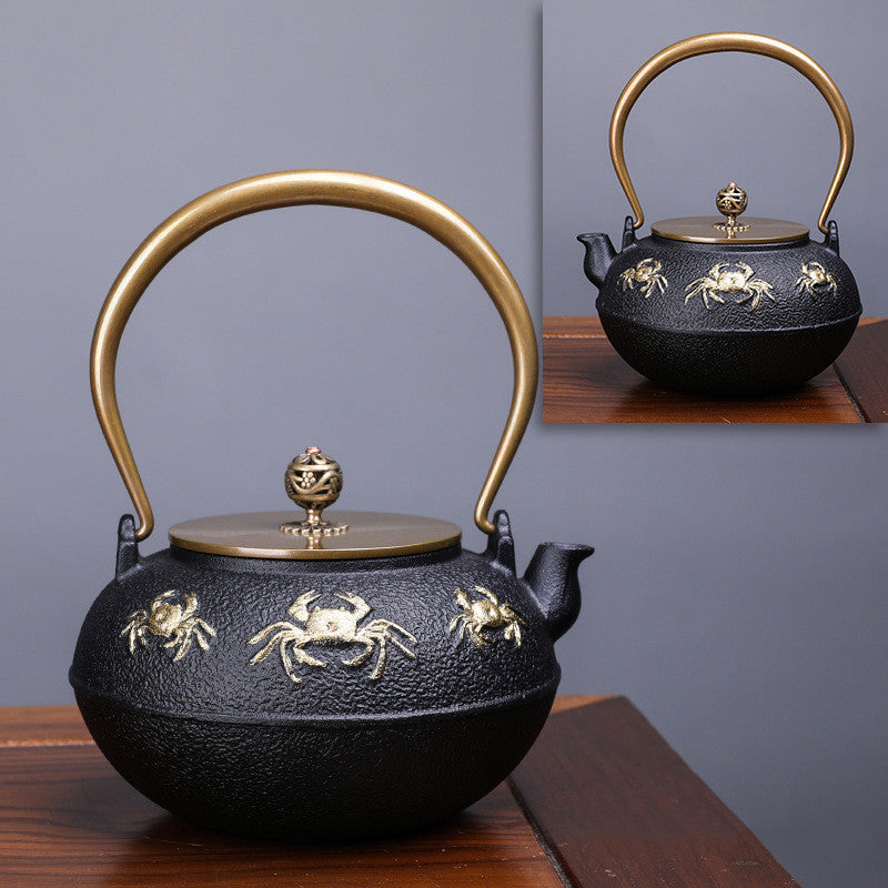 Creative Literary And Art Hand-made Boiled Teapot Happy Iron Teapot