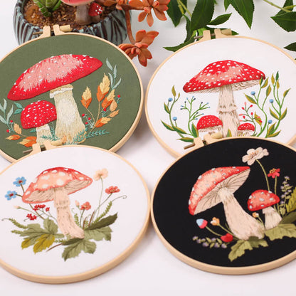 Mushroom Embroidery Handmade Material Package Novice Embroidery Diy Kit