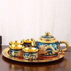 Chinese Light Luxury Palace Style Golden Dragon Phoenix Tea Set Suit-3