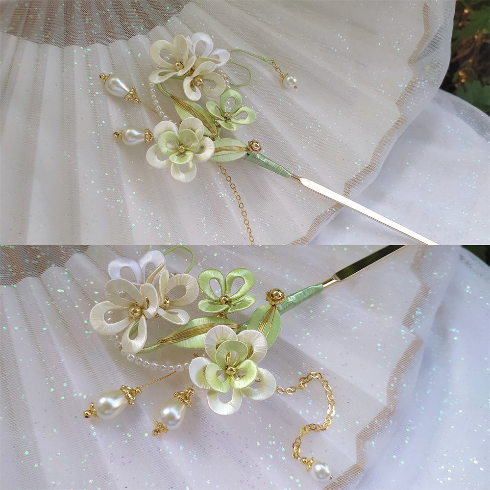 Non-legacy Flower-wrapped Hairpin Finished Product Creative Antique Hair Plate Handmade Jewelry Hanfu Cheongsam Brooch