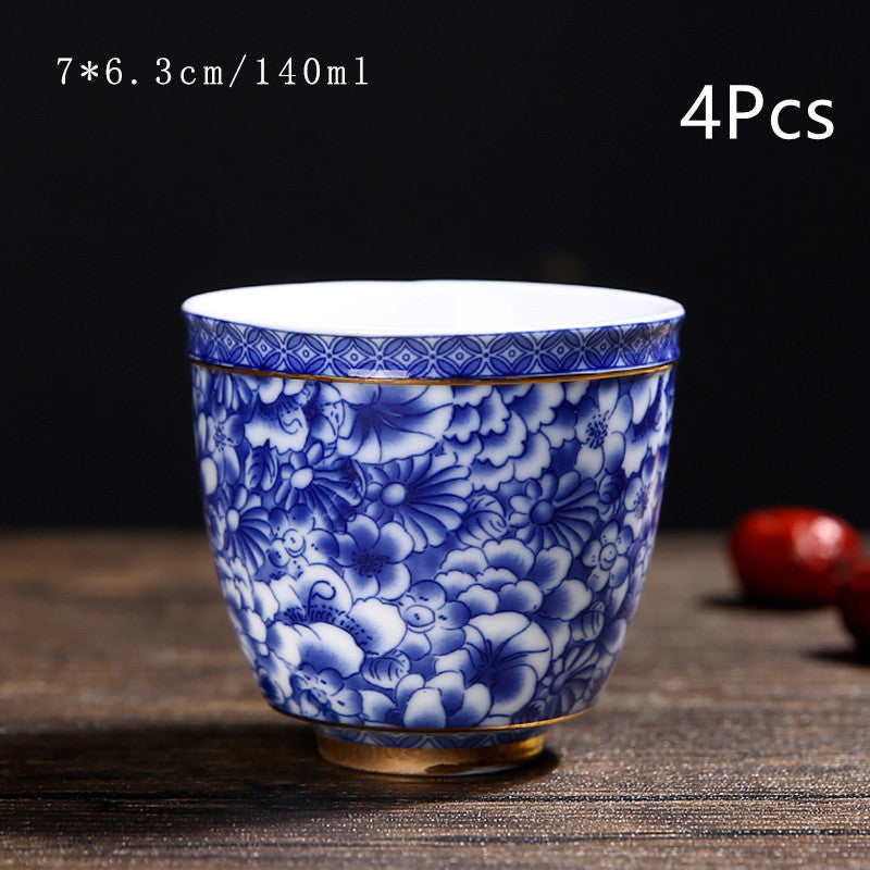 Vintage Chinese Blue and White Porcelain Ceramic Coaster Teacup Set-9