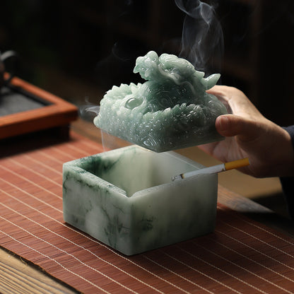 Resin Jade Chinese Dragon-printed Ashtray