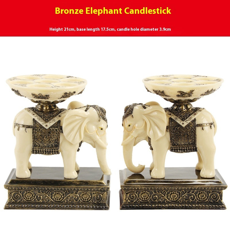 Resin Classical Ornaments Fairy Elephant Buddha Worship Candlestick