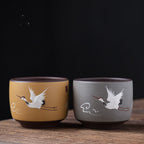 Chinese Retro Style Purple Clay Ceramic Teacup Hand Painted