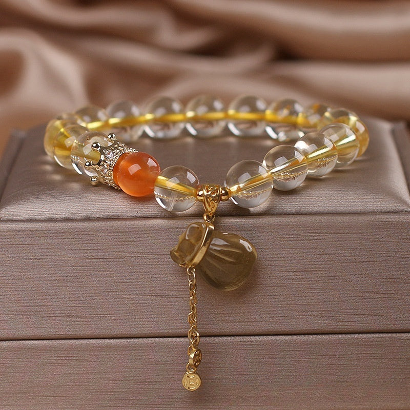 Natural Citrine Bracelet Chinese Style Light Luxury Purse Tassel Pendant