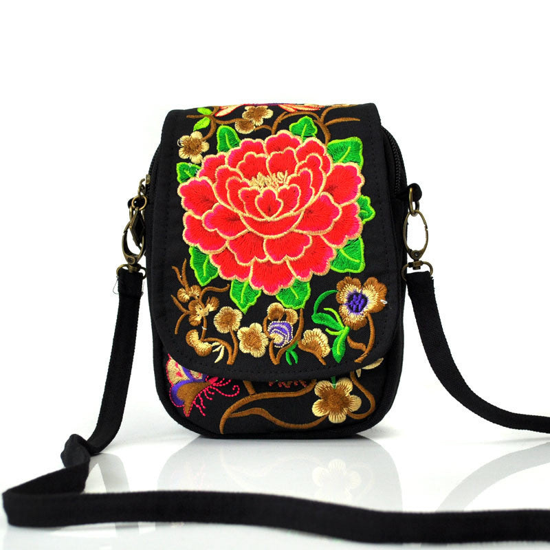 Ethnic Style Flip Embroidered Phone Bag Featured Embroidery Bag