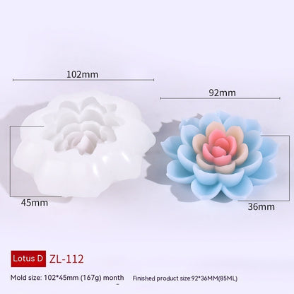 Lotus Aromatherapy Candle Silicone Mold Handmade Simulation Flowers Car Fragrant Stone Abrasive Tool