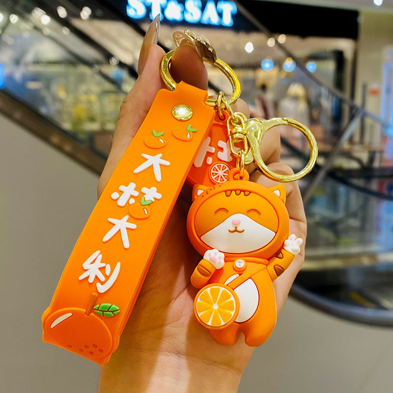 Creative Big Orange Cute Aauspicious Cat Keychain