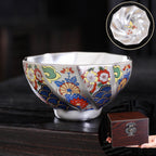 Chinese Enamel Color Silver Plated Tea Cup Ceramic Cup Master Cup Jianzhan Kung Fu Tea Set