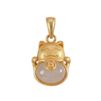 Lucky Cat Jade Pendant Hetian or Chalcedony Gift Necklace for Her-4