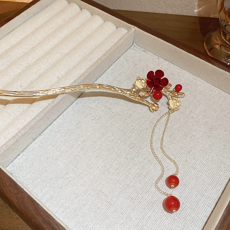 Plum Blossom Branch Tassel Hairpin Retro Hairpin