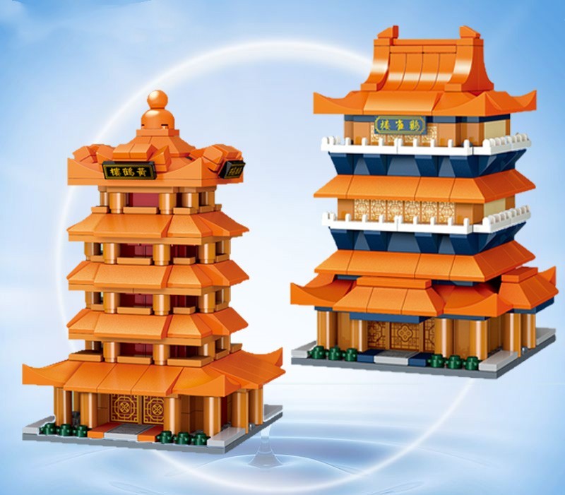 Ancient Style Street View Traditional Architecture Tower Model Building Blocks Toys