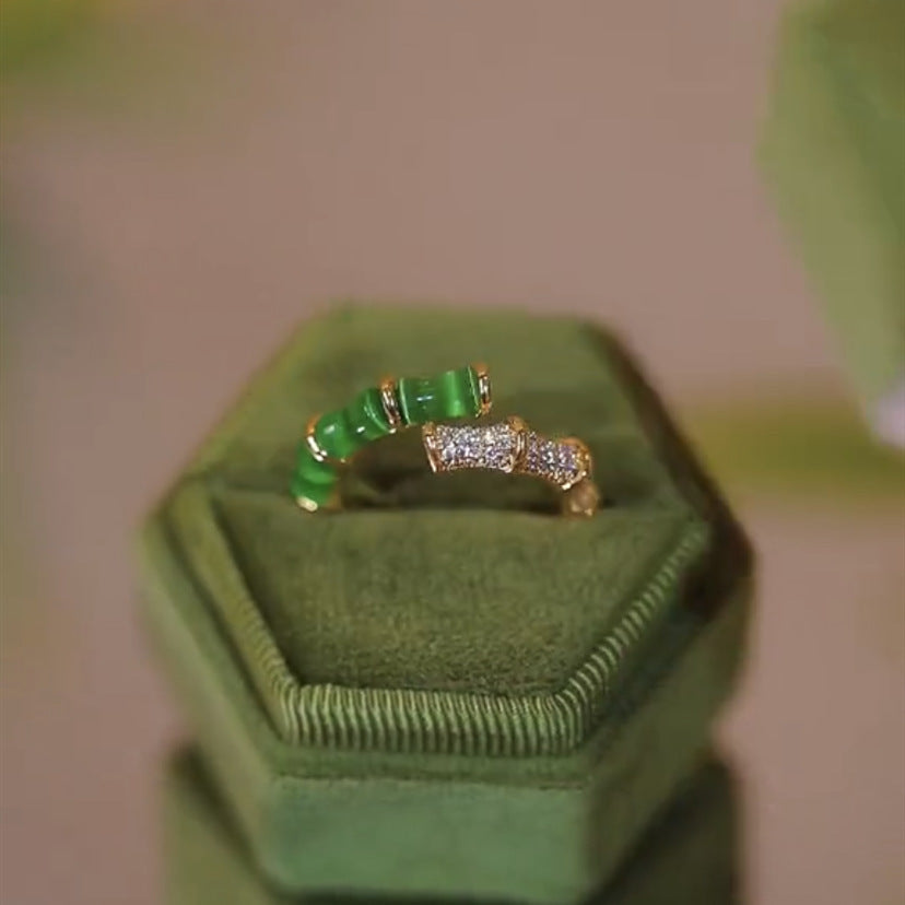 Chinese Style Green Bamboo Ring Is Light And Luxurious