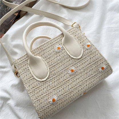 Small Daisy Woven Bag Handbag Western Style One-shoulder Messenger Small Square Bag