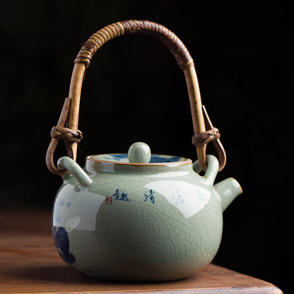 Blue And White Lotus Underglaze Hand Painted Teapot