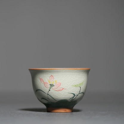 Hand Painted Ice Crack Tea Cup Chinese Underglaze Porcelain Tea Cup