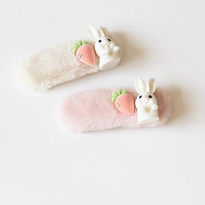 Plush Rabbit Hairpin Side Bang Clip