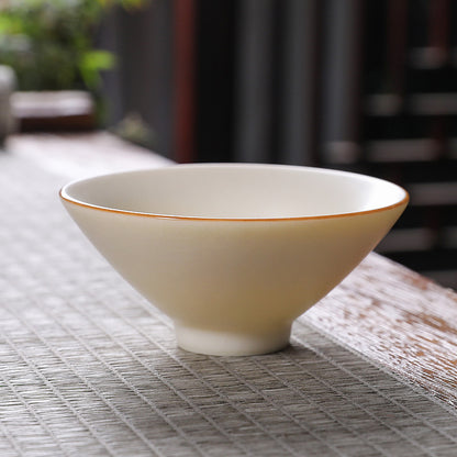 Bamboo-hat Type Cup Ceramic Tea Bowl Cup