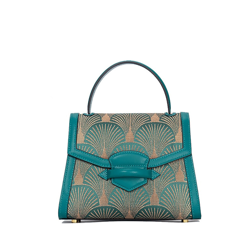 Embroidered Genuine Leather Handbag Chinese Style Purse-7
