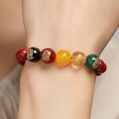 Cinnabar Bracelet Natural Five Gods Of Wealth Purple Gold