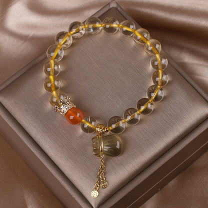 Natural Citrine Bracelet Chinese Style Light Luxury Purse Tassel Pendant