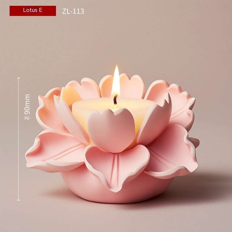 Lotus Aromatherapy Candle Silicone Mold Handmade Simulation Flowers Car Fragrant Stone Abrasive Tool