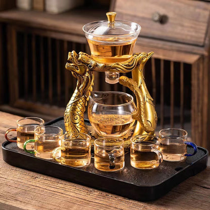 Semi-automatic Glass Dragon And Phoenix Tea Making Teapot