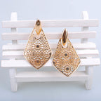 Alloy Earrings, Geometric Hollow Flower Earrings