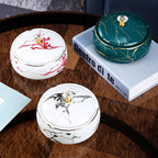 Modern ceramic ashtray with stone pattern and lid