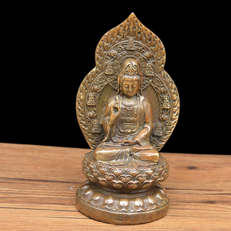 Copper Guan Yin statue Chinese style home ornament
