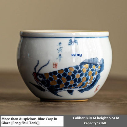 Vintage Auspicious Red Dragon Koi Teacup Master Cup-10