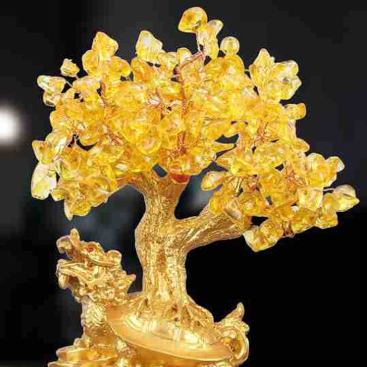 Citrine Small Water Turtle Money Tree Feng Shui Lucky Tree Decorative Ornaments